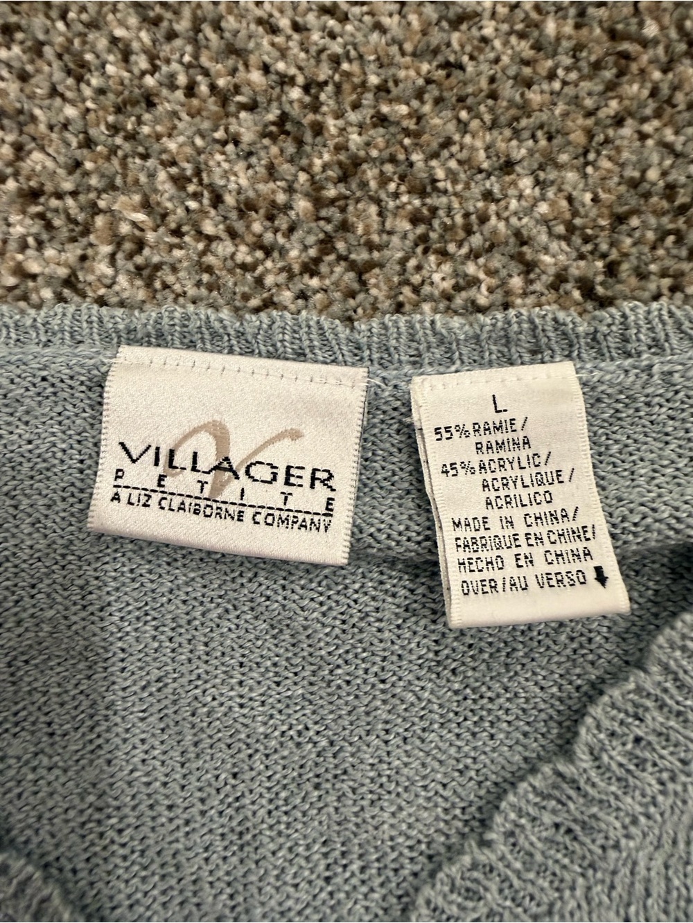 villager Light Blue Knit Crewneck Sweater